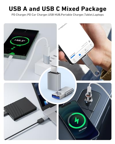 Cusvuevi USB Hub to USB C Adapter 2 Pack,10Gbps USB 3.2 Gen 2 USB A to USB C Converter to Thunderbolt to USB C to Dongle PD Charger Type C OTG for MacBook,Surface Pro,XPS,PC,Flash Drive