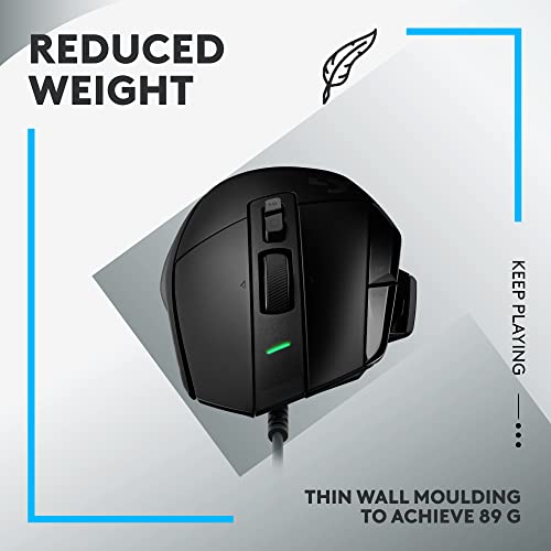 Logitech G502 X Wired Gaming Mouse - LIGHTFORCE hybrid optical-mechanical primary switches, HERO 25K gaming sensor, compatible with PC - macOS/Windows - Black
