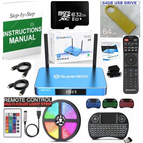 New Super, S 5 M A X, Bundle Box, 2024 Model,1 Voice 1 Keyboard Remote, 2 HDMI, Tf Card, Memory Stick, LED Light Strip (Install Instructions by Seller, Phone Support)