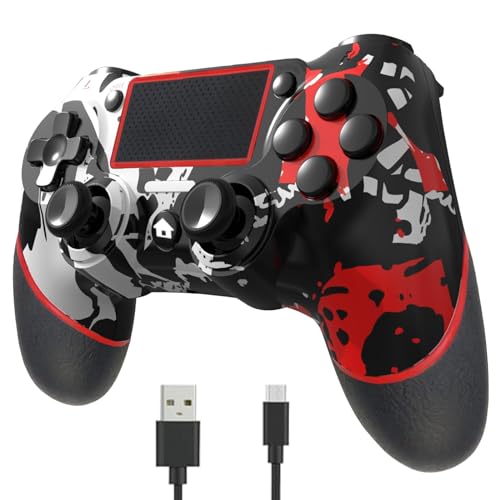 SZDILONG 【Upgraded Wireless Controller for PS4 Gamepad Compatible with Playstation 4/Pro/Slim/PC,Double Shock/Bluetooth/Touchpad/Stereo Headphone Jack/Six-axis Motion Control/Charging Cable