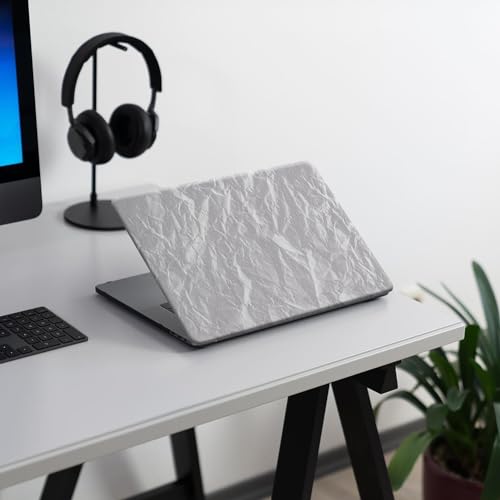 DTangLsm Compatible with MacBook Air 13 inch Case 2022 2021 2020-2018 Release M1 A2337 A2179 A1932 Faux Leather Hard Shell Plastic Case&Keyboard Cover Fit Mac Air 13 inch with Touch ID, Wrinkled White