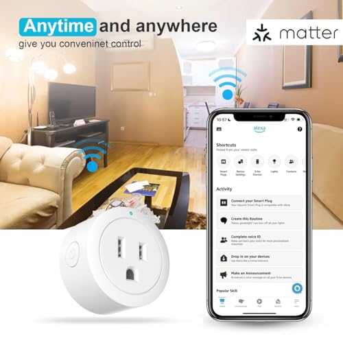 Beysen Matter Smart Plug, Work with Alexa,Apple Home, Siri , Google Home, SmartThings, Smart Outlet 10A/1250W Max, Smart Home Automation with Remote Control,Timer&Schedule, 2.4G Wi-Fi Only, 4Pack