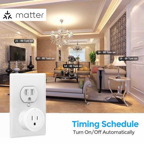 Beysen Matter Smart Plug, Work with Alexa,Apple Home, Siri , Google Home, SmartThings, Smart Outlet 10A/1250W Max, Smart Home Automation with Remote Control,Timer&Schedule, 2.4G Wi-Fi Only, 4Pack