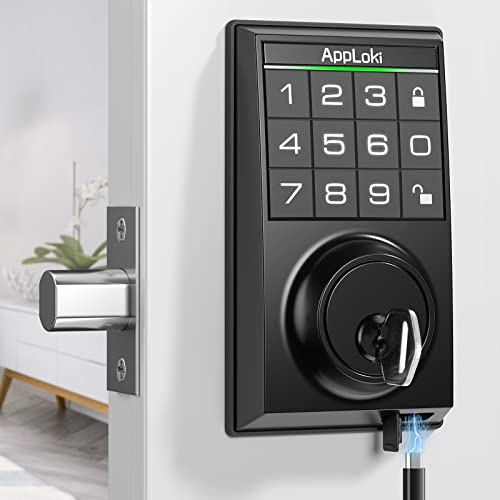 AppLoki Smart Lock, Electronic Keypad Deadbolt Keyless Entry Door Lock with Auto-Lock, 100 User Codes, Anti-Peeping Password, Easy to Install and Program, Keypad Lock for Home Bedroom