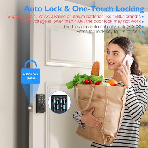 AppLoki Smart Lock, Electronic Keypad Deadbolt Keyless Entry Door Lock with Auto-Lock, 100 User Codes, Anti-Peeping Password, Easy to Install and Program, Keypad Lock for Home Bedroom