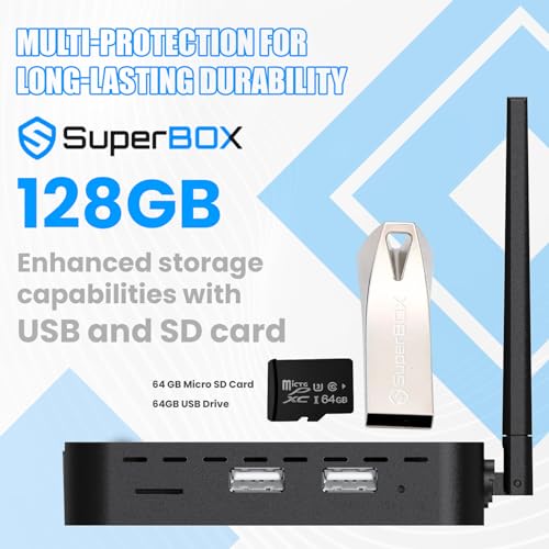 (Latest) 2024 S5 PRO Bundle TV Box: 8K HDMI Cable, 64GB Card, 64GB USB, WiFi Extender, Backlit Keyboard, Voice Remote, (Easy Setup Guide by Seller, CA Support), Android 12, 4GB RAM, 32GB Storage