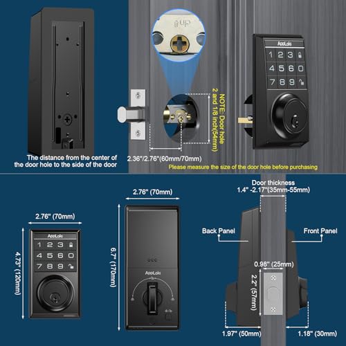 AppLoki Smart Lock, Electronic Keypad Deadbolt Keyless Entry Door Lock with Auto-Lock, 100 User Codes, Anti-Peeping Password, Easy to Install and Program, Keypad Lock for Home Bedroom