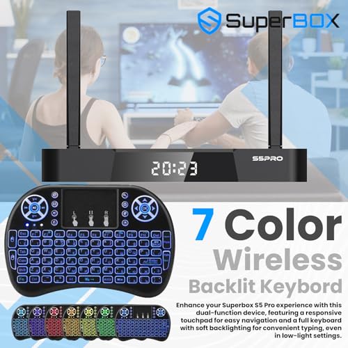 (Latest) 2024 S5 PRO Bundle TV Box: 8K HDMI Cable, 64GB Card, 64GB USB, WiFi Extender, Backlit Keyboard, Voice Remote, (Easy Setup Guide by Seller, CA Support), Android 12, 4GB RAM, 32GB Storage