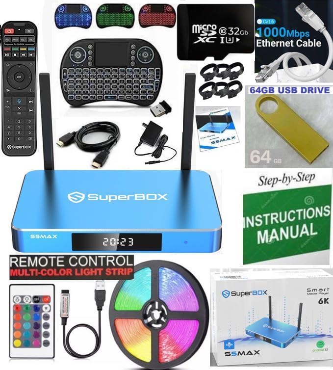 The New S 5 M A X, 2024 Pack,1 Voice,1 Keyboard Remote, 1 HDMI, Tf Card, Memory Stick, Cat 6,LED Light Strip, Cable Ties, (Easy Detailed Install Instructions by Seller, Phone Support Included