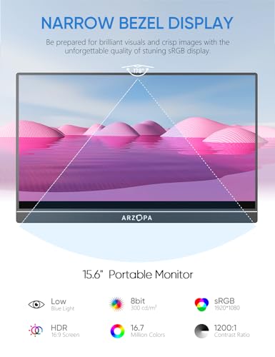 ARZOPA 15.6'' FHD 1080P Portable Monitor - Ultra-Slim