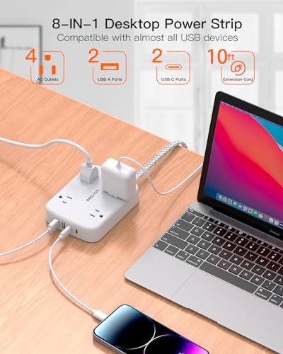 10FT Surge Protector Power Strip with USB Charging Ports