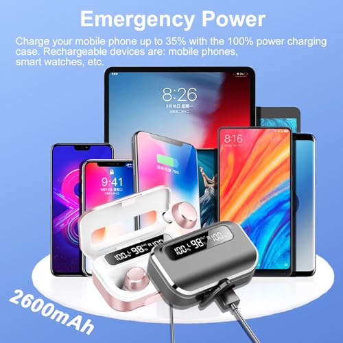 Ear buds Wireless Bluetooth Earbuds Bluetooth 5.3 Headphones with LED Power Display 128H Playtime in-Ear 2024 Earphones IPX7 Waterproof Sport Wireless Earbuds with Noise Cancelling Mic for iOS/Android