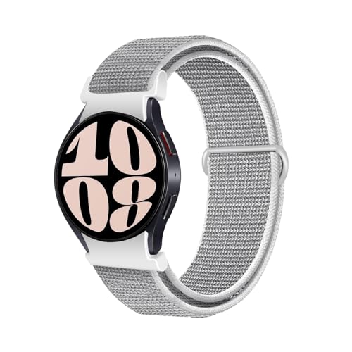 REYUIK Nylon Bands ONLY Compatible with Samsung Galaxy Watch 6 40mm 44 mm/6 Classic 43mm 47mm for Women Men, 20mm Quick Release Adjustable Strap for Galaxy Watch 6/6 Classic (Seashell Gray)