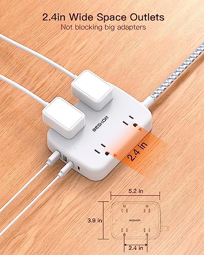 10FT Surge Protector Power Strip with USB Charging Ports