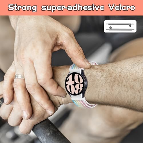 REYUIK Nylon Bands ONLY Compatible with Samsung Galaxy Watch 6 40mm 44 mm/6 Classic 43mm 47mm for Women Men, 20mm Quick Release Adjustable Strap for Galaxy Watch 6/6 Classic (Seashell Gray)