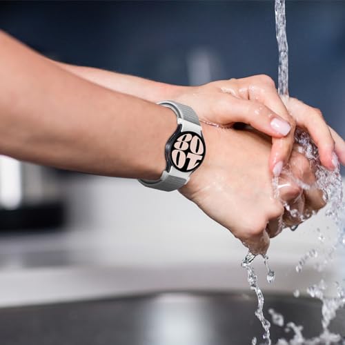 REYUIK Nylon Bands ONLY Compatible with Samsung Galaxy Watch 6 40mm 44 mm/6 Classic 43mm 47mm for Women Men, 20mm Quick Release Adjustable Strap for Galaxy Watch 6/6 Classic (Seashell Gray)