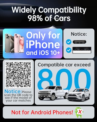 Wireless Carplay Adapter for Apple iPhone iOS 10+