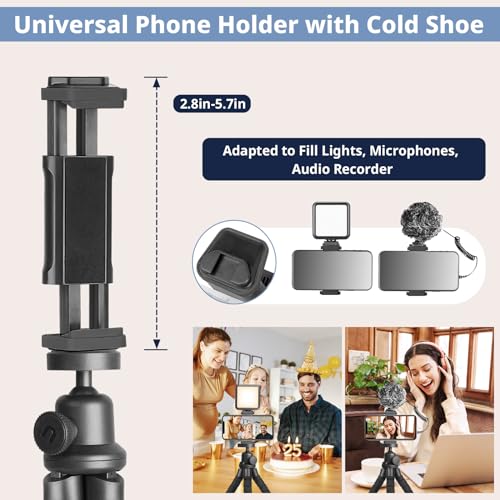 Eicaus Portable and Flexible Phone Tripod Stand for Cellphones, Compact Mini Tripod with Remote for Video Recording, Vlogging and Travel Photography(Black)