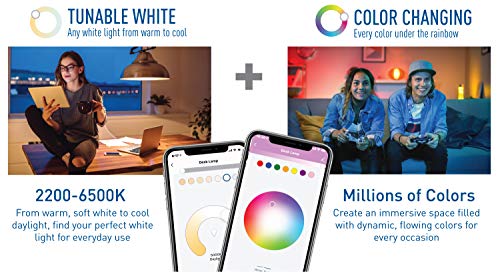 Cree Lighting Connected Max Smart Led Bulb A19 60W Tunable White + Color Changing, 2.4 Ghz, Works With Alexa And Google Home, No Hub Required, Bluetooth + Wifi, 1Pk