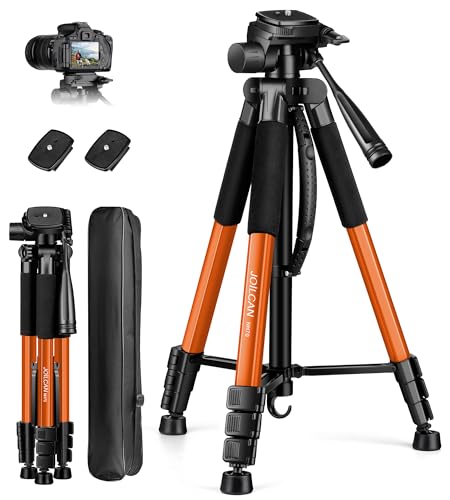 JOILCAN Camera Tripod, Heavy Duty Tripod for Camera, 67" Phone Tripod for Video Recording Photo Vlogging, Aluminum Phone Tripod with Remote & Travel Bag for DSLR Camera Phone Projectors Lasers