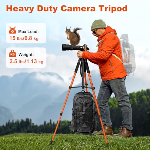 JOILCAN Camera Tripod, Heavy Duty Tripod for Camera, 67" Phone Tripod for Video Recording Photo Vlogging, Aluminum Phone Tripod with Remote & Travel Bag for DSLR Camera Phone Projectors Lasers