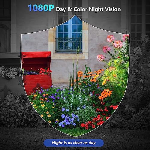 Geekee 1080P Security WiFi Cameras for Home Security, Wireless Outdoor with Motion Detection, Spotlight/Siren Alarm, Color Night Vision, 2-Way Talk, Waterproof SD/Cloud Storage Battery Powered