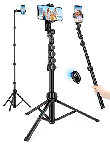 Nineigh Phone Tripod, 71" Tripod for iPhone, Selfie Stick Tripod Stand with Remote, Phone Tripod & Tall Travel Tripod for Recording Video Selfies Photo, Compatible with iPhone 15 14 Pro Max 13 12 11