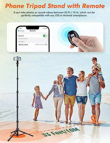 Nineigh Phone Tripod, 71" Tripod for iPhone, Selfie Stick Tripod Stand with Remote, Phone Tripod & Tall Travel Tripod for Recording Video Selfies Photo, Compatible with iPhone 15 14 Pro Max 13 12 11