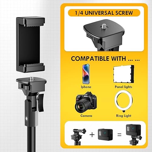 EMARTTripod for iPhone with Remote, Cell Phone Tripod Stand Vertical Selfie Stick, Adjustable 52’’ Tall Portable Travel tri pod for Smartphone Camera gopro