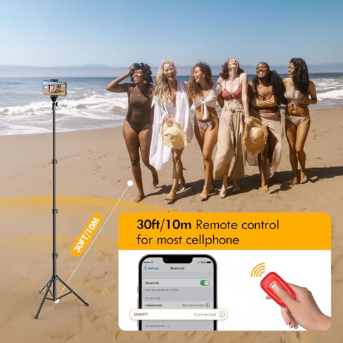 EMARTTripod for iPhone with Remote, Cell Phone Tripod Stand Vertical Selfie Stick, Adjustable 52’’ Tall Portable Travel tri pod for Smartphone Camera gopro