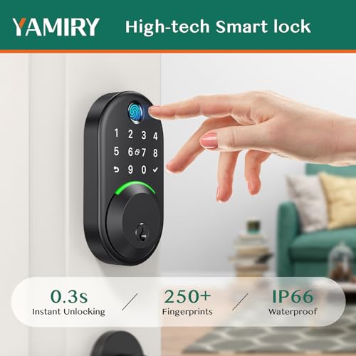 Keypad Smart Lock - Fingerprint Deadbolt with Remote App Control and Keyless Entry for Front Door Security
