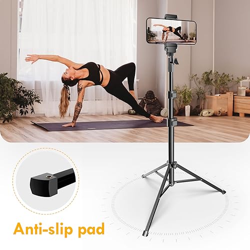 EMARTTripod for iPhone with Remote, Cell Phone Tripod Stand Vertical Selfie Stick, Adjustable 52’’ Tall Portable Travel tri pod for Smartphone Camera gopro