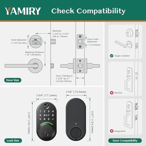 Keypad Smart Lock - Fingerprint Deadbolt with Remote App Control and Keyless Entry for Front Door Security