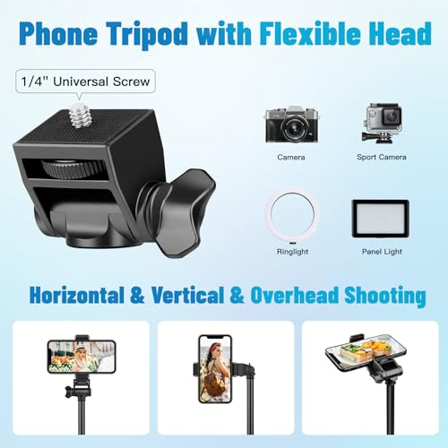 Phone Tripod, 70" Cell Phone Tripod Stand, Selfie Stick Tripod with Remote and Phone Holder, Cell Phone Tripod for Recording/Vlogging/Live Streaming, Compatible with iPhone Android GoPro