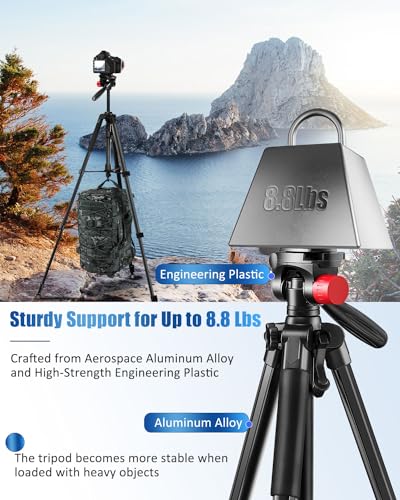 CAMBOFOTO 74"-Camera-Tripod, Porfessional Aluminum Heavy Duty Vlog/Video Recording Tripod Stand with Travel Bag for Mirrorless/DSLR/Phone/Camcorder/Spotting Scopes