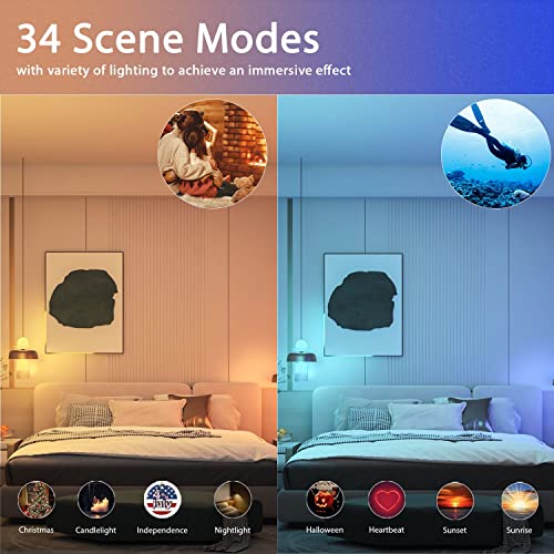 LUMIMAN Smart Light Bulbs, Alexa Light Bulb, WiFi Full Color Changing Light Bulb, Music Sync, Warm to Cool White Smart Bulb, A19 800LM 7.5W, Works with Alexa Google Home, No Hub Required, 2 Pack