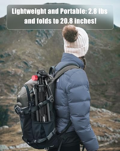 CAMBOFOTO 74"-Camera-Tripod, Porfessional Aluminum Heavy Duty Vlog/Video Recording Tripod Stand with Travel Bag for Mirrorless/DSLR/Phone/Camcorder/Spotting Scopes