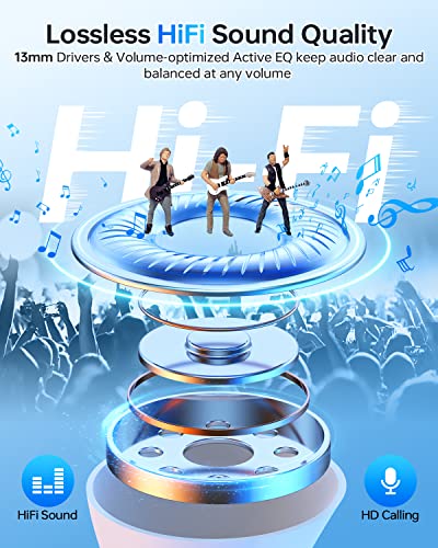 KTGEE Wireless Earbuds, Bluetooth 5.3 Headphones 40Hrs Playtime with Charging Case, IPX5 Waterproof Stereo in-Ear Earphones with Microphone for iPhone Android Cell Phone Sports Workout, White