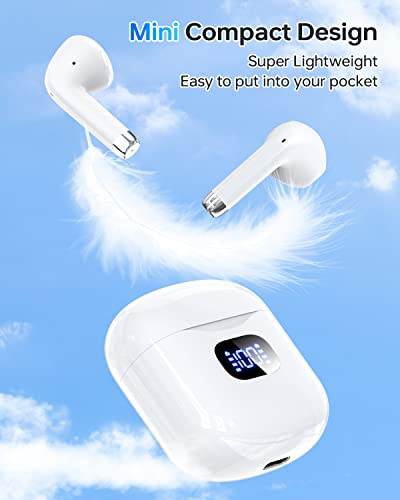 KTGEE Wireless Earbuds, Bluetooth 5.3 Headphones 40Hrs Playtime with Charging Case, IPX5 Waterproof Stereo in-Ear Earphones with Microphone for iPhone Android Cell Phone Sports Workout, White