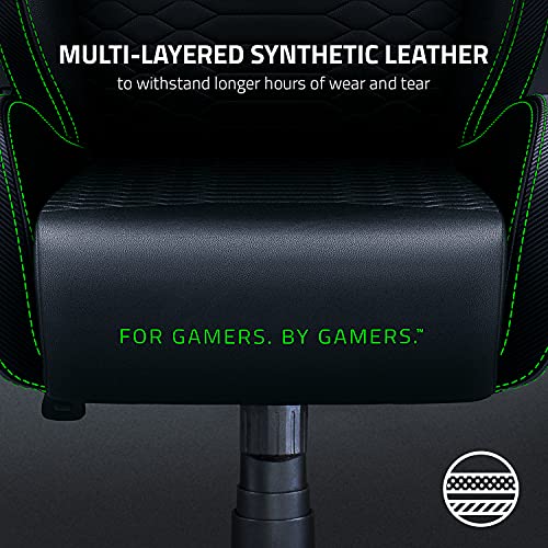 Razer Iskur X XL Gaming Chair: Ergonomically Designed for Hardcore Gaming - Multi-Layered Synthetic Leather Foam Cushions - 2D Armrests - Steel-Reinforced Body - Black/Green