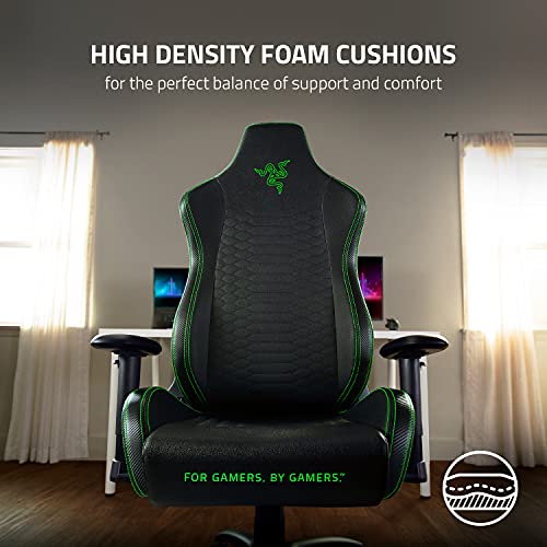 Razer Iskur X XL Gaming Chair: Ergonomically Designed for Hardcore Gaming - Multi-Layered Synthetic Leather Foam Cushions - 2D Armrests - Steel-Reinforced Body - Black/Green