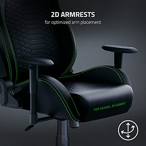 Razer Iskur X XL Gaming Chair: Ergonomically Designed for Hardcore Gaming - Multi-Layered Synthetic Leather Foam Cushions - 2D Armrests - Steel-Reinforced Body - Black/Green