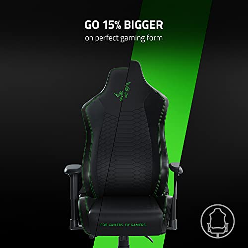 Razer Iskur X XL Gaming Chair: Ergonomically Designed for Hardcore Gaming - Multi-Layered Synthetic Leather Foam Cushions - 2D Armrests - Steel-Reinforced Body - Black/Green