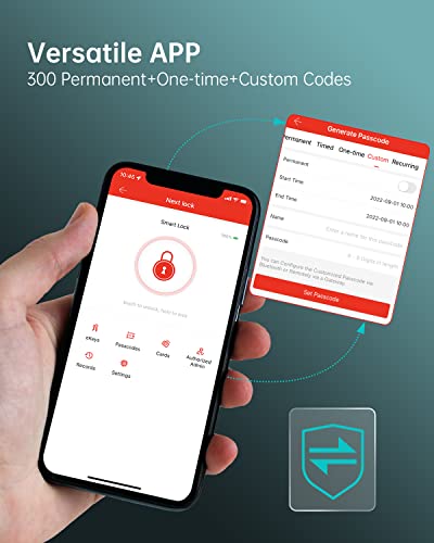 Keyless Entry Door Lock with Handle, Hornbill Smart Front Door Lock Set, Electronic Keypad Deadbolt Lock, Alexa Front Door Handle Set, Digital Lock via Bluetooth APP/Keyfob/Auto Lock-Matte Black