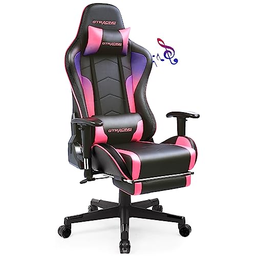 GTRACING Gaming Chair with Footrest Speakers Video Game Chair Bluetooth Music Heavy Duty Ergonomic Computer Office Desk Chair (Colorful)