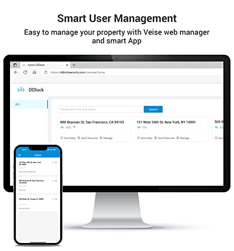 Veise Smart Lock, Fingerprint Door Lock, 7-in-1 Keyless Entry Door Lock with App Control, Electronic Touchscreen Keypad, Smart Deadbolt, Biometric Smart Locks for Front Door, Matte Black