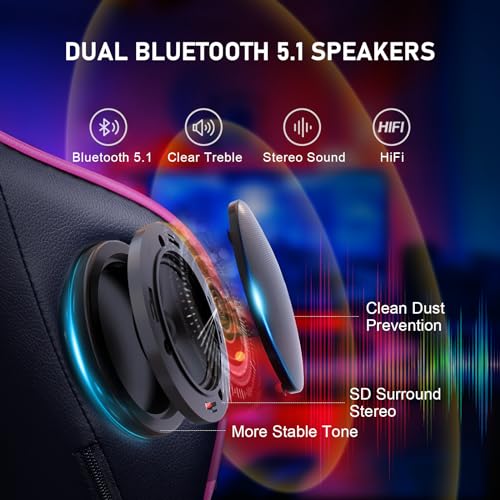 GTRACING Gaming Chair with Footrest Speakers Video Game Chair Bluetooth Music Heavy Duty Ergonomic Computer Office Desk Chair (Colorful)