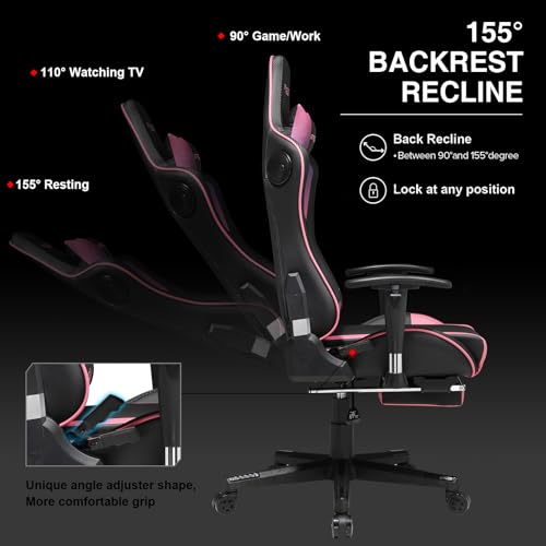 GTRACING Gaming Chair with Footrest Speakers Video Game Chair Bluetooth Music Heavy Duty Ergonomic Computer Office Desk Chair (Colorful)