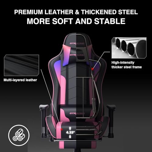 GTRACING Gaming Chair with Footrest Speakers Video Game Chair Bluetooth Music Heavy Duty Ergonomic Computer Office Desk Chair (Colorful)