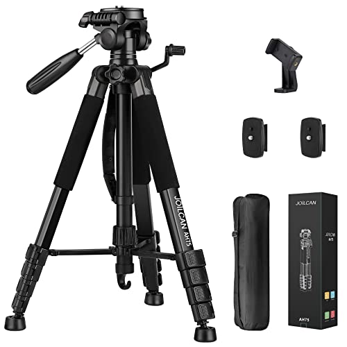 JOILCAN Tripod Camera Tripods, 74" Tripod for Camera Cell Phone Video Recording, Heavy Duty Tall Camera Tripod Stand, Professional Travel DSLR Tripods Compatible with Canon iPhone, Max Load 15 LB